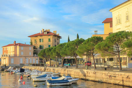 Volosko, Croatia: 27th March 2019 / Beautiful small town Volosko near Opatija, seafront viewのeditorial素材