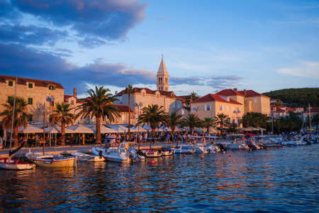Supetar, Croatia: July 24th 2018: Seafront view on town Supetar on Brac island Croatiaのeditorial素材