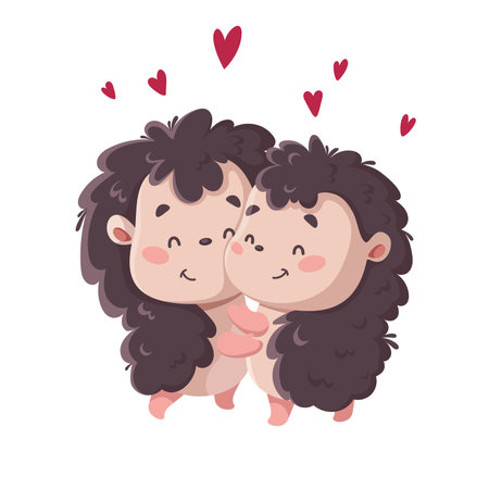 Two cute little hedgehogs are hugging.のイラスト素材