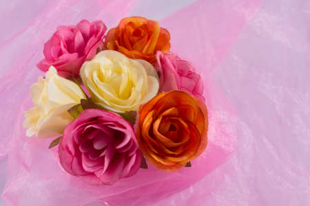 Wedding bridal bouquet with fabric roses.の写真素材