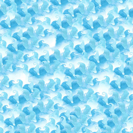 seamless watercolor hand draw background mix sea wave  used for background texture, wrapping paper,...