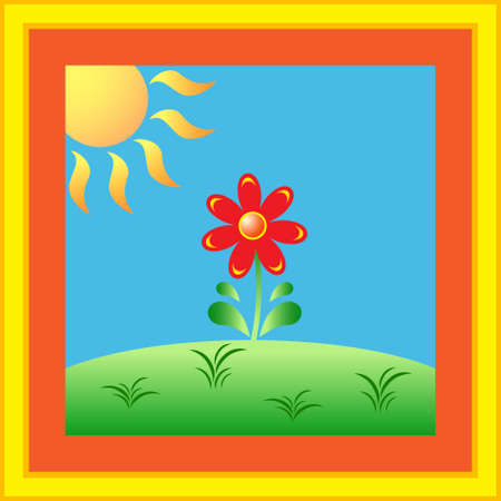 Sunny Flower Garden, Flower Vectorのイラスト素材