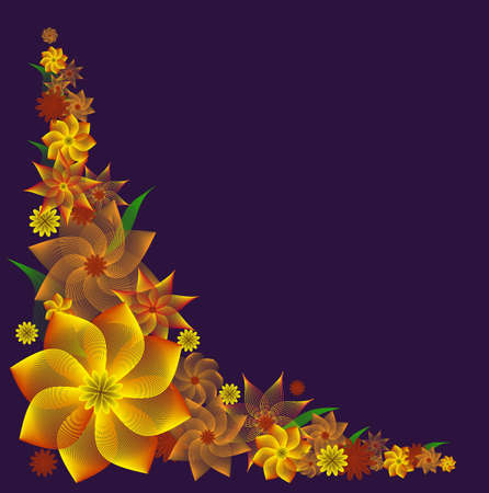 Yellow Flower, Dark Purple Background, Flower Vectorのイラスト素材