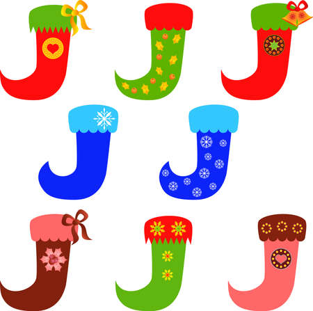 Isolated Christmas Stocking Vectorsのイラスト素材