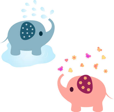 Elephant Vectors Pink Elephant Blue Elephant Animal Vectorsのイラスト素材
