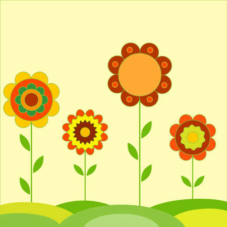 Flower Vectors Flower Card on Yellow Backgroundのイラスト素材
