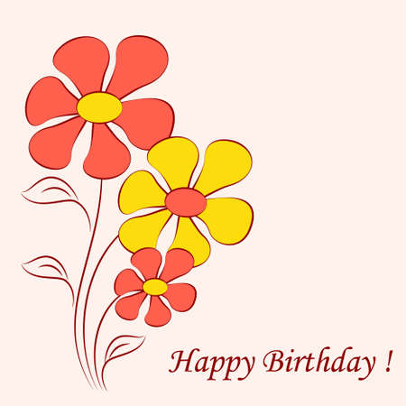 Flower Vectors on Pink Background, Flower Card, Birthday Cardのイラスト素材