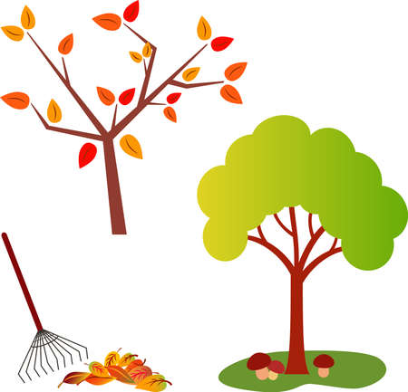 Fall Tree Vector, Green Tree Vectorのイラスト素材