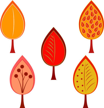 Isolated Fall Tree Vectors on White Backgroundのイラスト素材