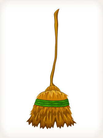 Old straw broom ready to sweepのイラスト素材