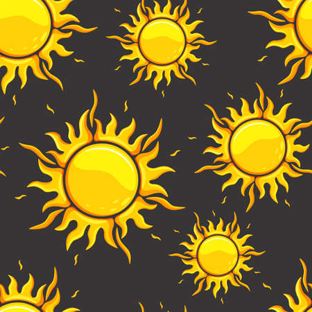 Seamless pattern with hot sun in a glossy style.のイラスト素材