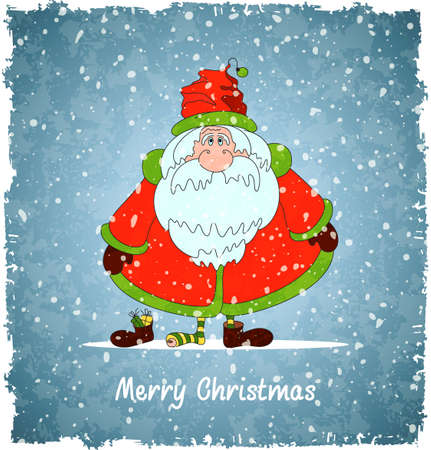 Merry Santa Claus. Vintage christmas background. のイラスト素材