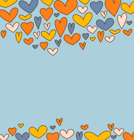 Holiday blue background with colorful hearts for Valentines day. Vector illustrationのイラスト素材
