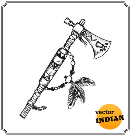 American Indians ornate tomahawk  の写真素材