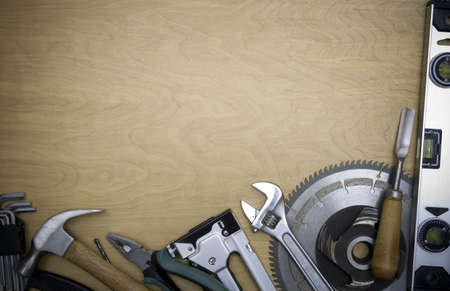 Tools on a wooden background