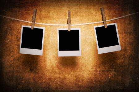 Polaroids on a dirty backgroundの写真素材