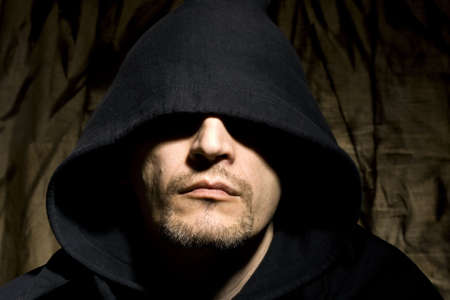 Portrait of the young man in hoodの写真素材