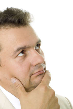 Portrait of the businessman. The businessman is puzzled, surprisedの写真素材