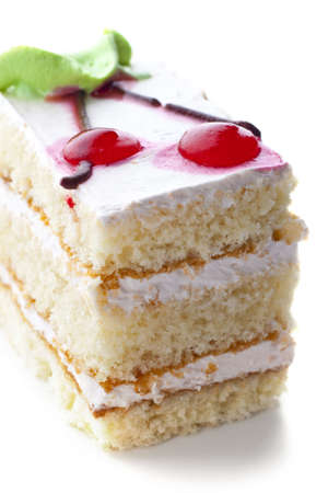 Appetizing cake with cherry jamの写真素材