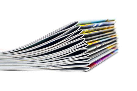 Pile of magazines on the isolated white backgroundの写真素材