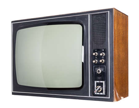 The old TV on the isolated white backgroundの写真素材