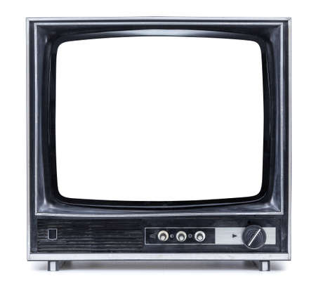 old tv on isolated white background