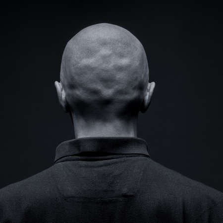 Shaved man's nape on a black backgroundの写真素材