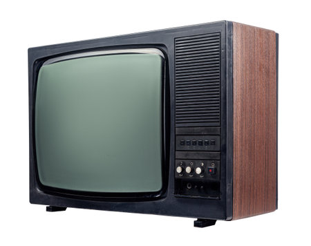 Old TV set on an isolated white background.の写真素材
