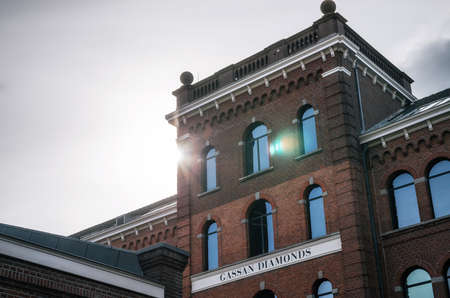 Amsterdam, Netherlands - 27 April, 2017: Facade of the factory and showroom of Gassan Diamonds.のeditorial素材