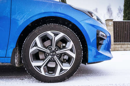 Minsk, Belarus - November 26, 2019: Close up car wheel Kia Ceed 2018 with logo and brand designのeditorial素材