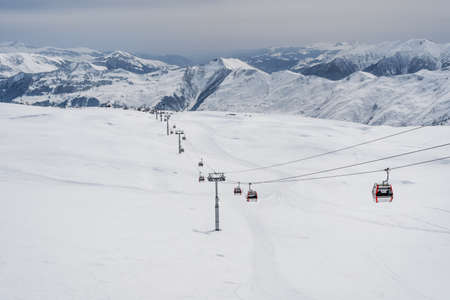 Gondola and track in ski resort Gudauri, Georgia