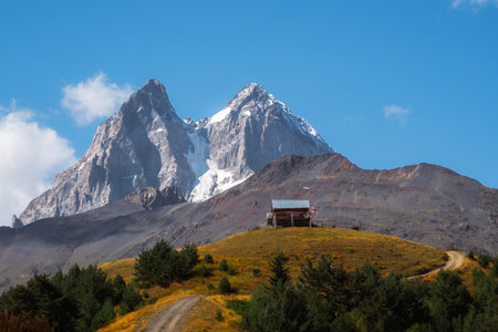 Snowed Mount Ushba, Svaneti, Georgia.の写真素材