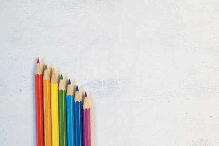 Color pencils in rainbow colorsの写真素材