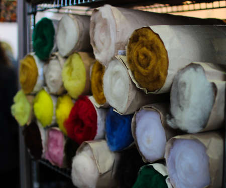 Colored balls of yarn. View from above. Rainbow colors. All colors. Yarn for knitting. Skeins of yarn.の写真素材