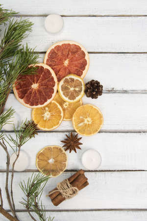 sea salt for bath, bath bomb and body oil with cinnamon, orange and spices