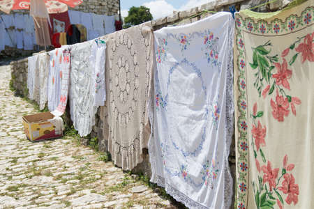 Berat, Albania - June 2018: Traditional handicrafts sold in the fortress of the old cityのeditorial素材