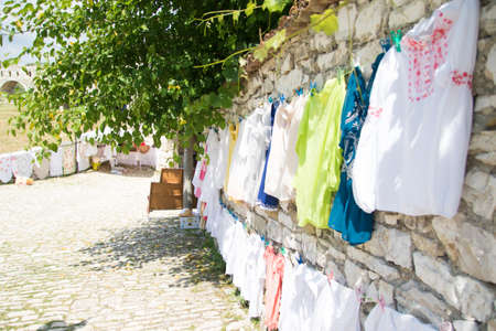 Berat, Albania - June 2018: Traditional handicrafts sold in the fortress of the old cityのeditorial素材