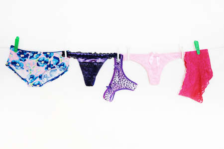 Panties on clotheslineの写真素材