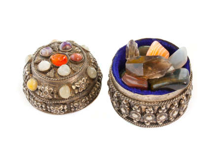 The silver casket with semi-precious stones from Uralの写真素材