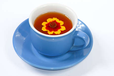 The cup of tea with nice flowers の写真素材