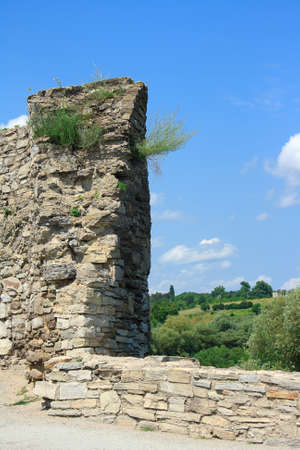 The  rock of medieval fortress in Kamenets Podolskiy, Carpathians, Ukraineのeditorial素材