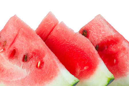 Slices of watermelon on a white backgroundの写真素材
