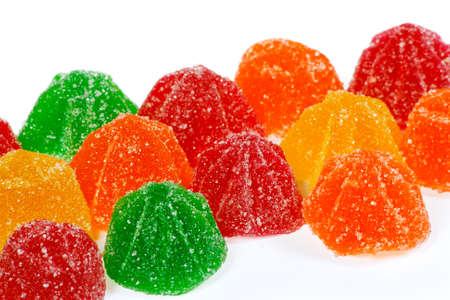 Coloured jelly sweets on a white backgroundの写真素材