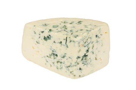 A piece of fresh cheese on a white backgroundの写真素材