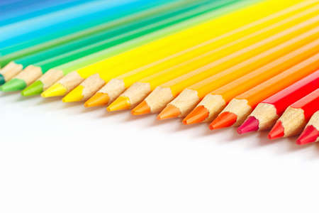 Set of color pencils for creativity on a white backgroundの写真素材