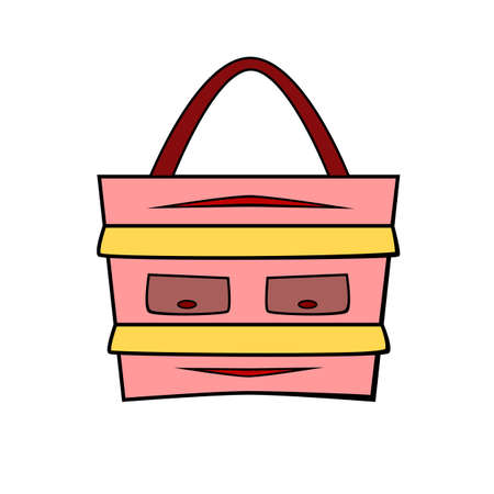 Pink ladies briefcase in cartoon style on a white background.のイラスト素材