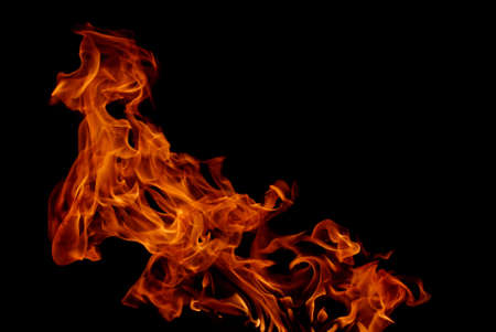 red flames on black background, fire and explosion の写真素材