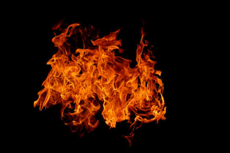 red flames on black background, fire and explosion 