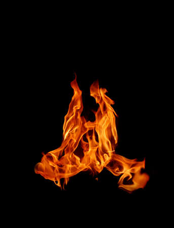 red flames on black background, fire and explosion の写真素材