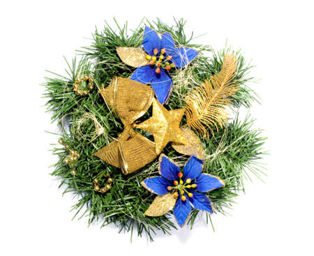 christmas decoration, green holiday candlestickの写真素材